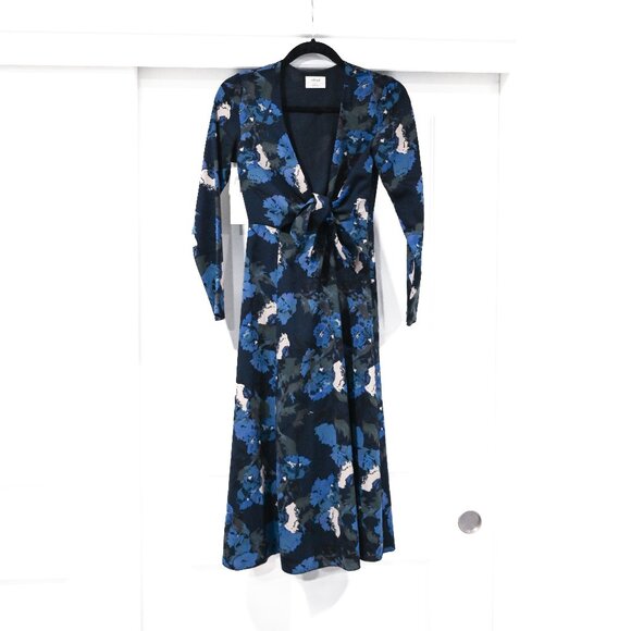 Wilfred Aritizia Aubagne Print Tie Front Midi Dress Size 0 NWT - Picture 2 of 12